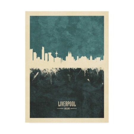 Michael Tompsett 'Liverpool England Skyline Teal' Canvas Art,18x24